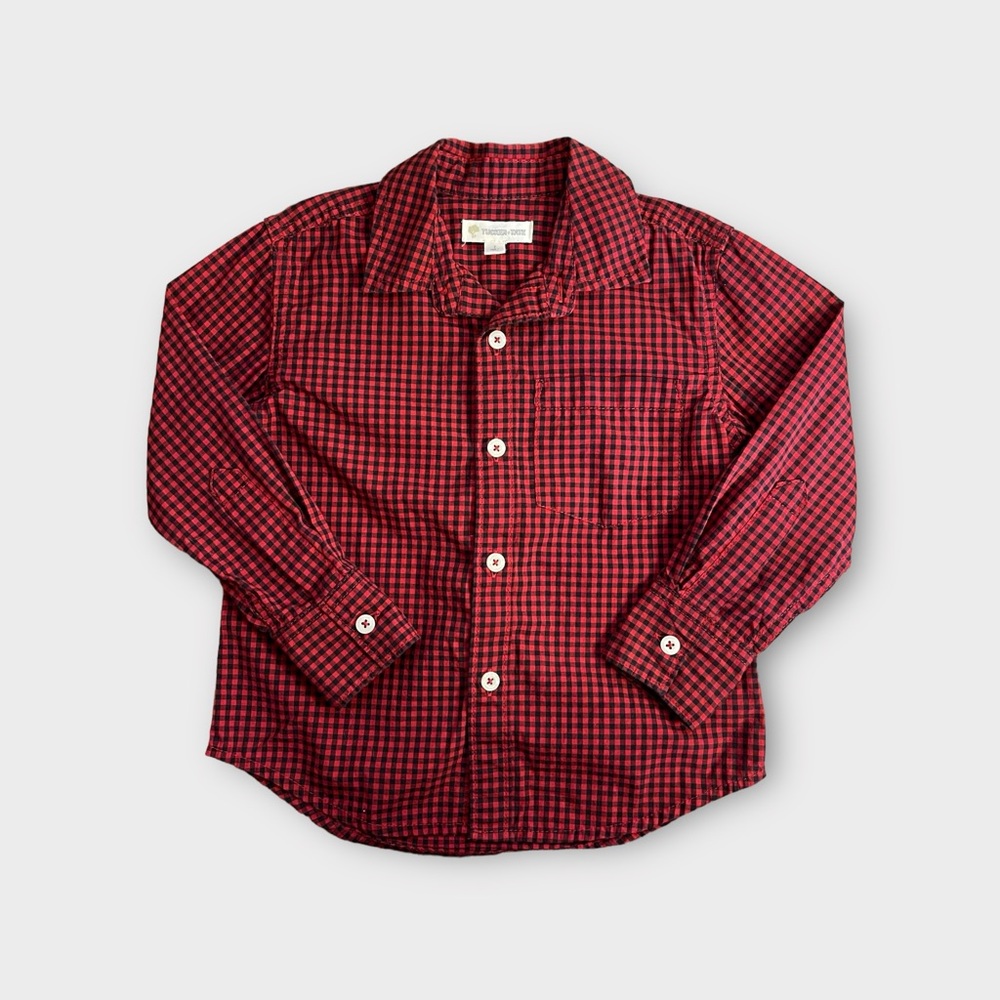 Tucker & Tate Red & Black Gingham Plaid Button Up Shirt